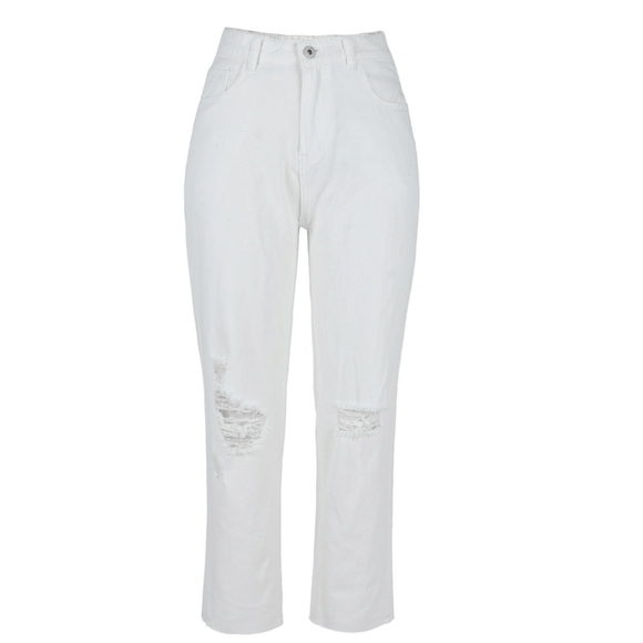 FRAYED DENIM High Rise Wide Leg Baggy White Distressed Jeans size 24W NWT - Picture 1 of 17